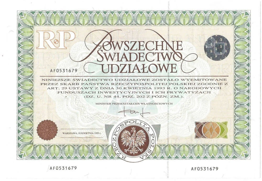 Powszechne świadectwo udziałowe, AF0531679