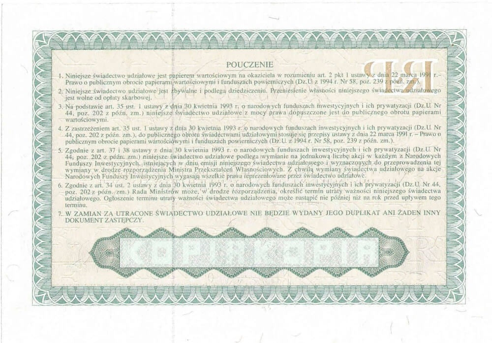 Powszechne świadectwo udziałowe, AF0531678